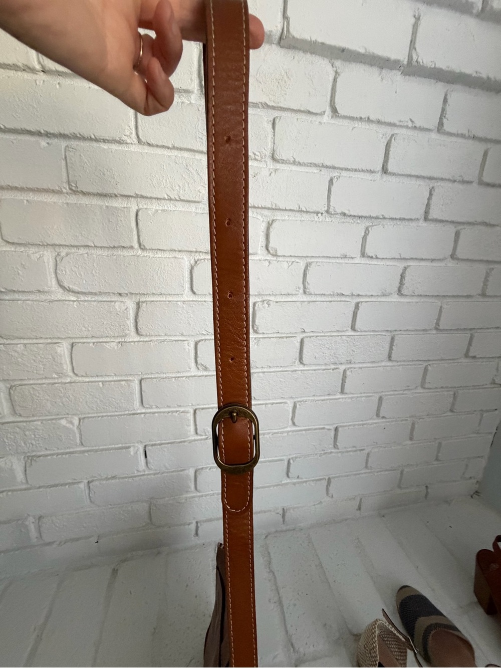 Patricia Nash Cognac Leather Crossbody with Buckle Strap - Picture 3 of 6
